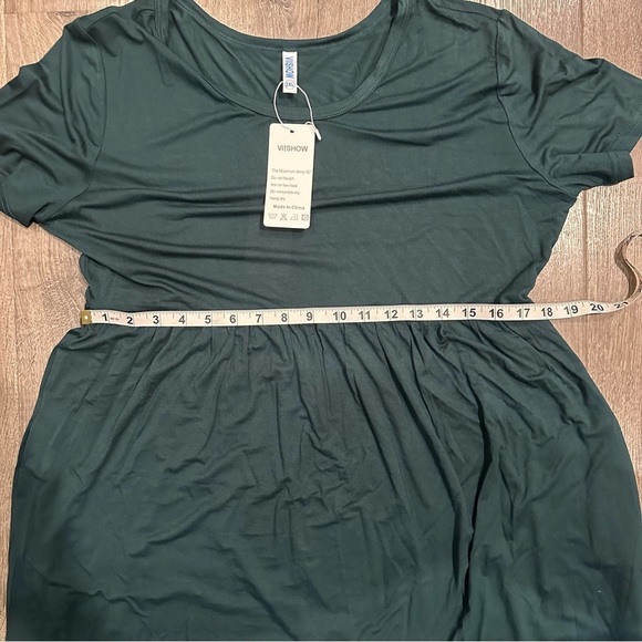 NWT ViiShow Women’s Short Sleeve V Neck Maxi Dress Dark Green Pockets Plus 2XL - Picture 7 of 11